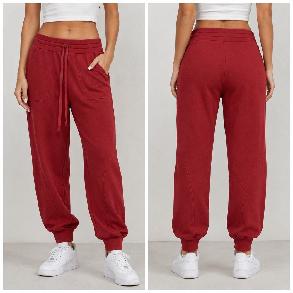 Soft Joie Jogger Sweatpants Large Red Cotton Drawstring PT023079186 Loungewear